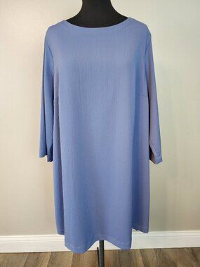 J Jill Wearever Collection Tunic XL Blue Easy Care Lightweight 3/4 Sleeve Travel